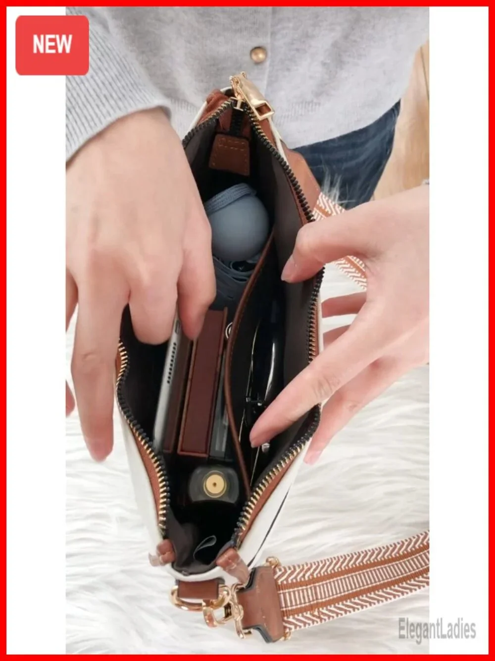 Vegan Leather Crossbody Hobo Purse with Wide Strap Shoulder Bag